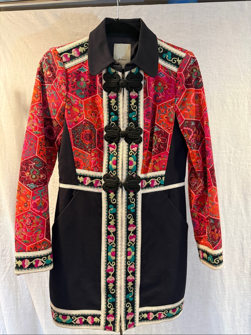 elevenses/Anthropologie Satsuma Embroidered Patchwork Jacket size 2 - Picture 3 of 10